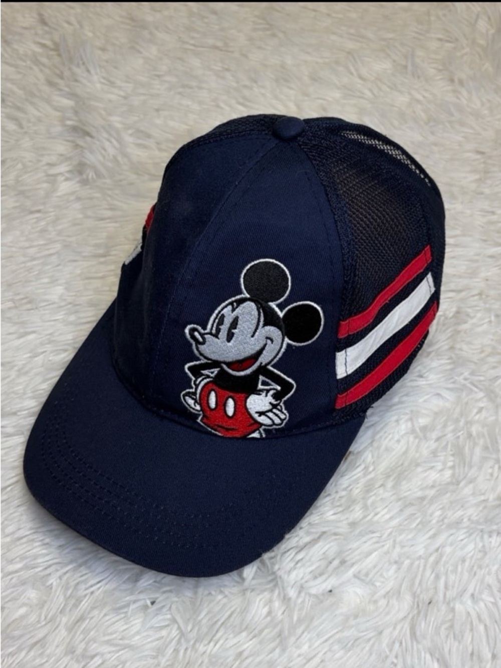 Navy Mickey Mouse Embroidered Trucker Hat - Red & White Accents Gently Used